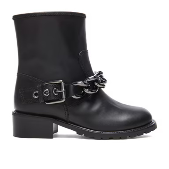 Giuseppe Zanotti Black Leather Moto Boots with Chain Strap - Picture 1 of 11